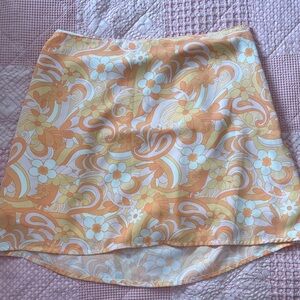 Hollister A-Line Skirt in Orange and White Floral